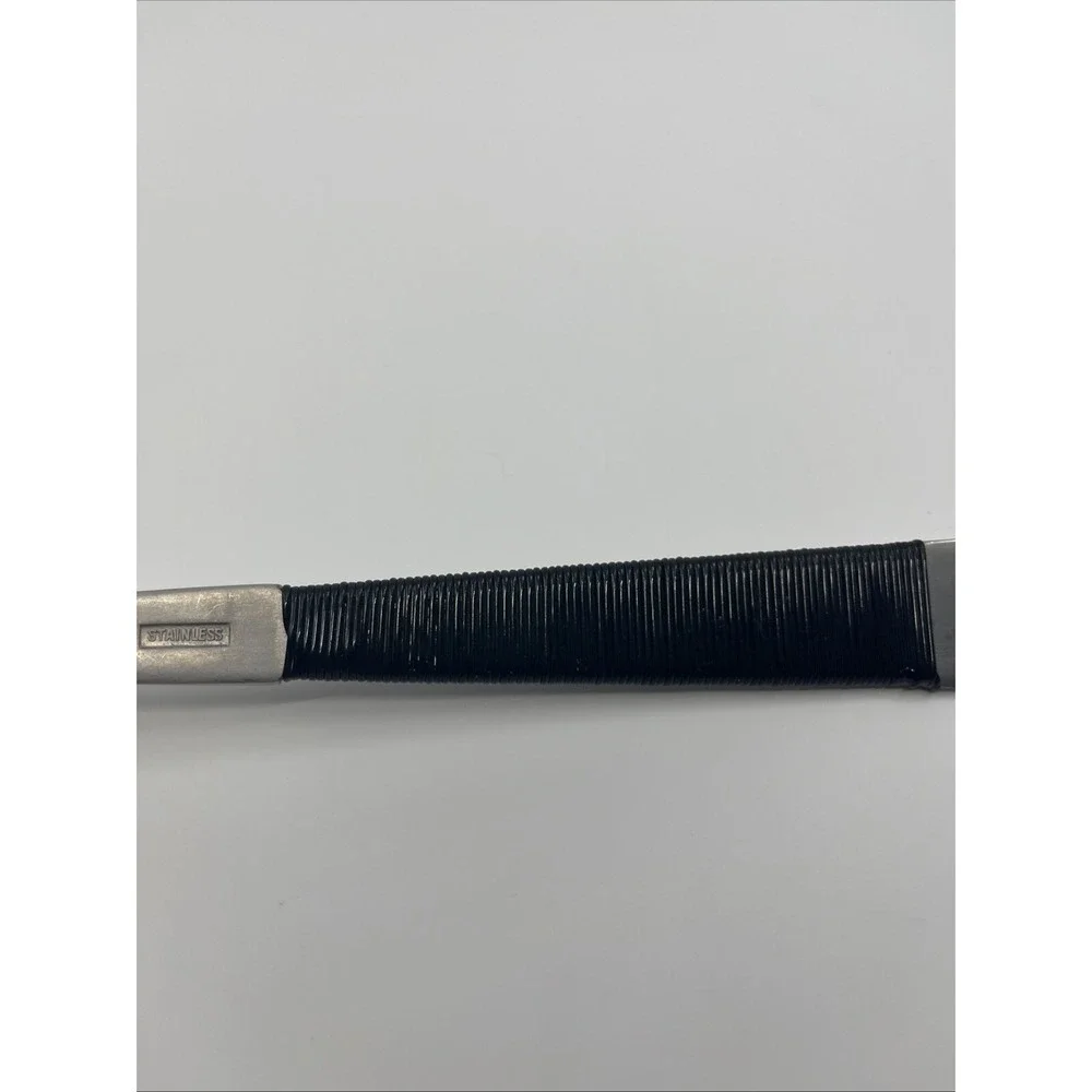 NASCO Japan Large Salad Fork Black Twine Handle Serving Stainless  11.5